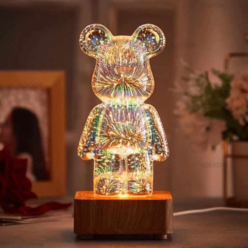 Lámpara decorativa de oso 3D con luz de hadas