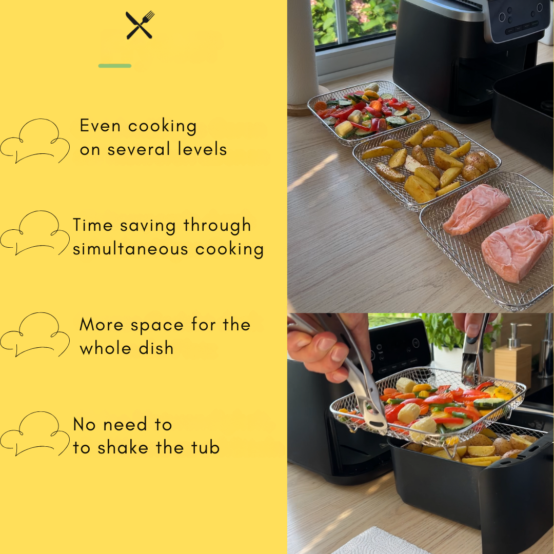 Stapelkörbe für gleichmäßiges Garen in der Luft (x3) 