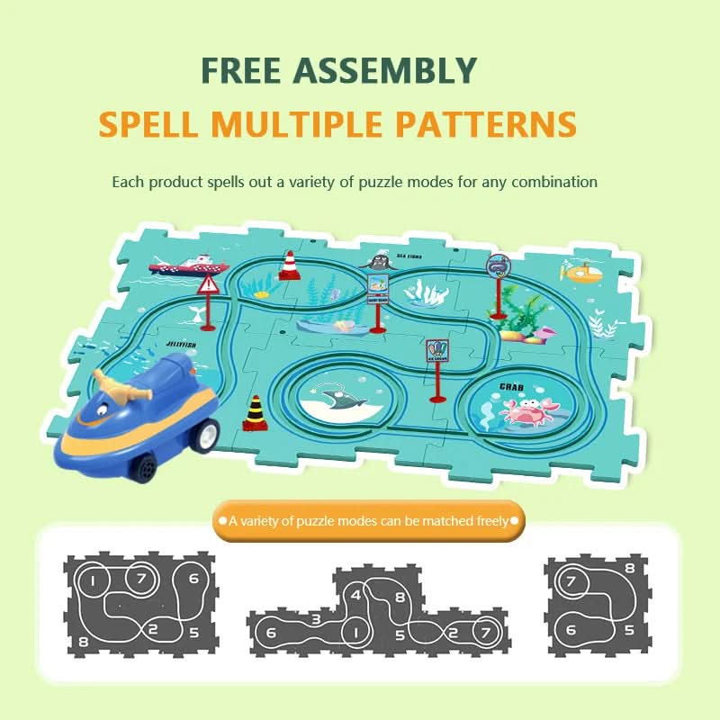 Circuit-puzzle educativo con vehículos eléctricos 