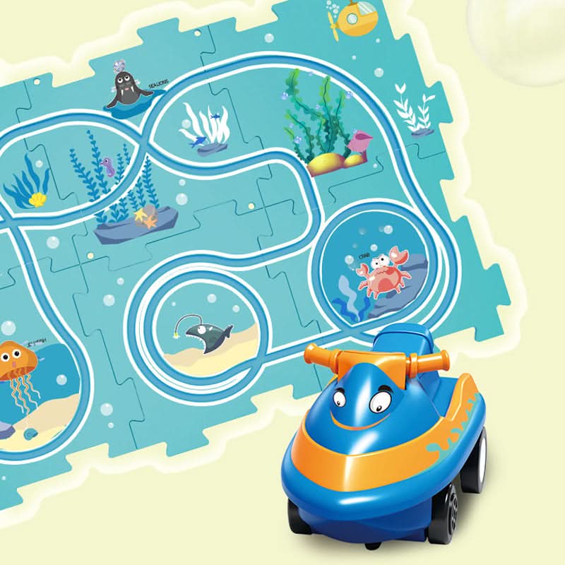 Educatieve circuitpuzzel met elektrische voertuigen 
