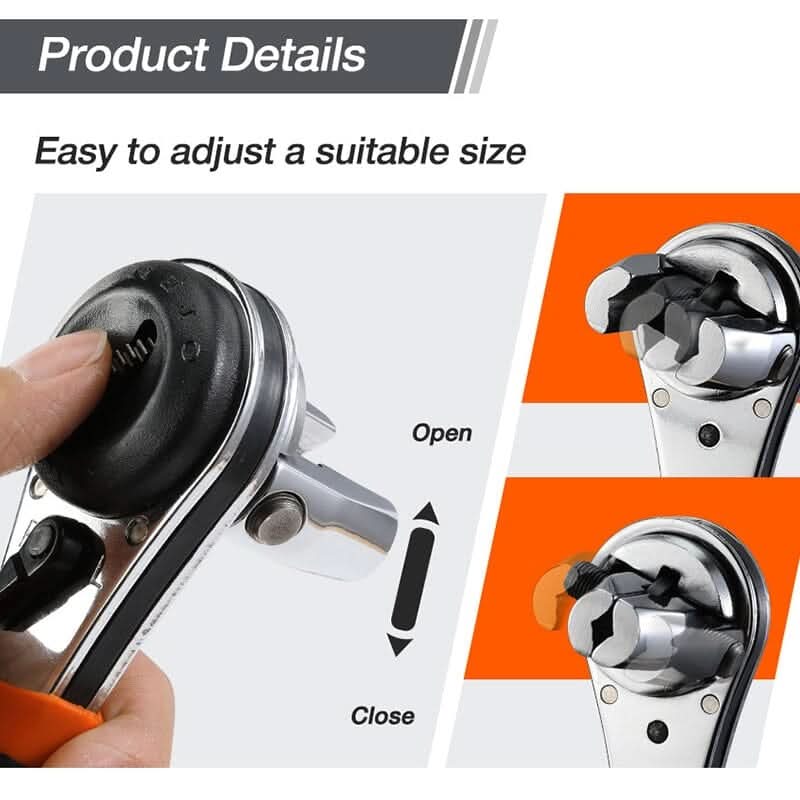 Llave de trinquete ajustable 360° para todos sus tornillos 
