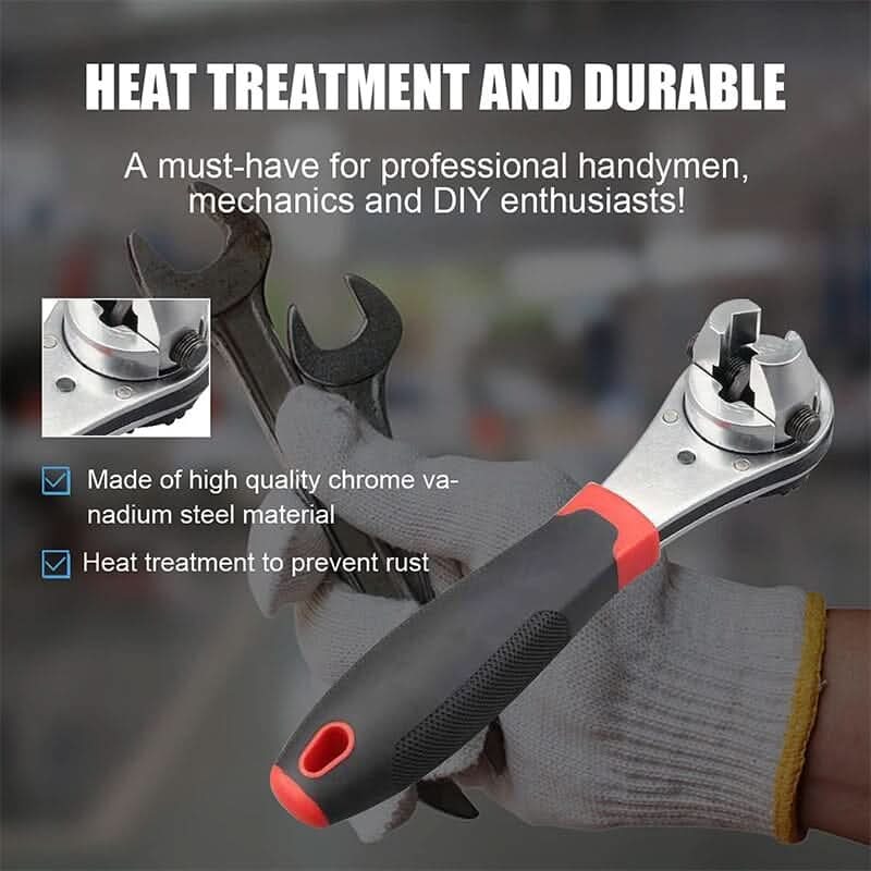Llave de trinquete ajustable 360° para todos sus tornillos 