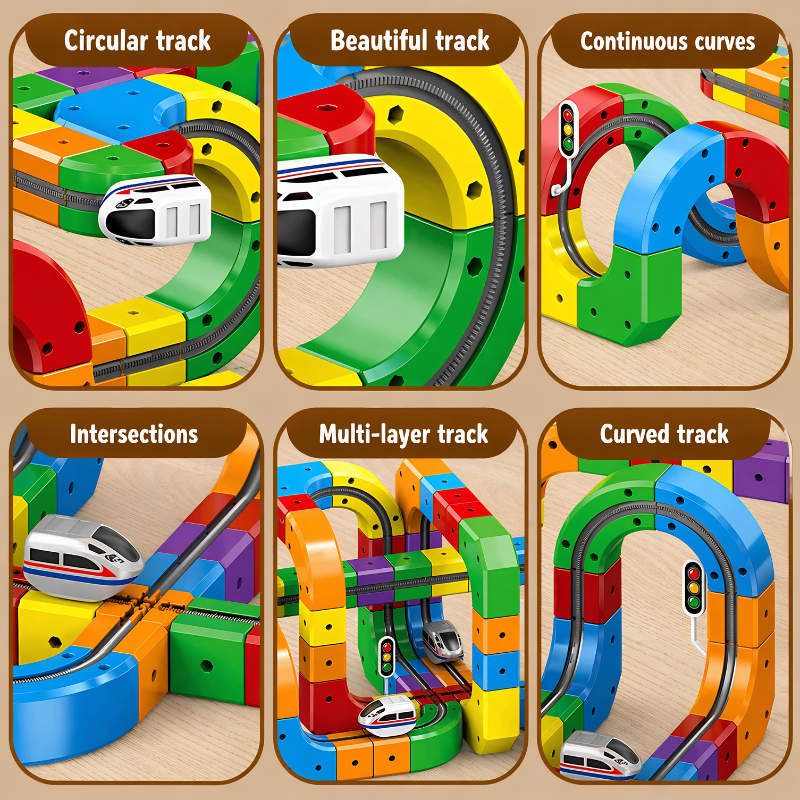 Train circuit 3D rechargeable – construction modulable pour enfants