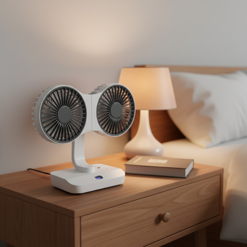 Ventilatore doppia testa ricaricabile e orientabile 