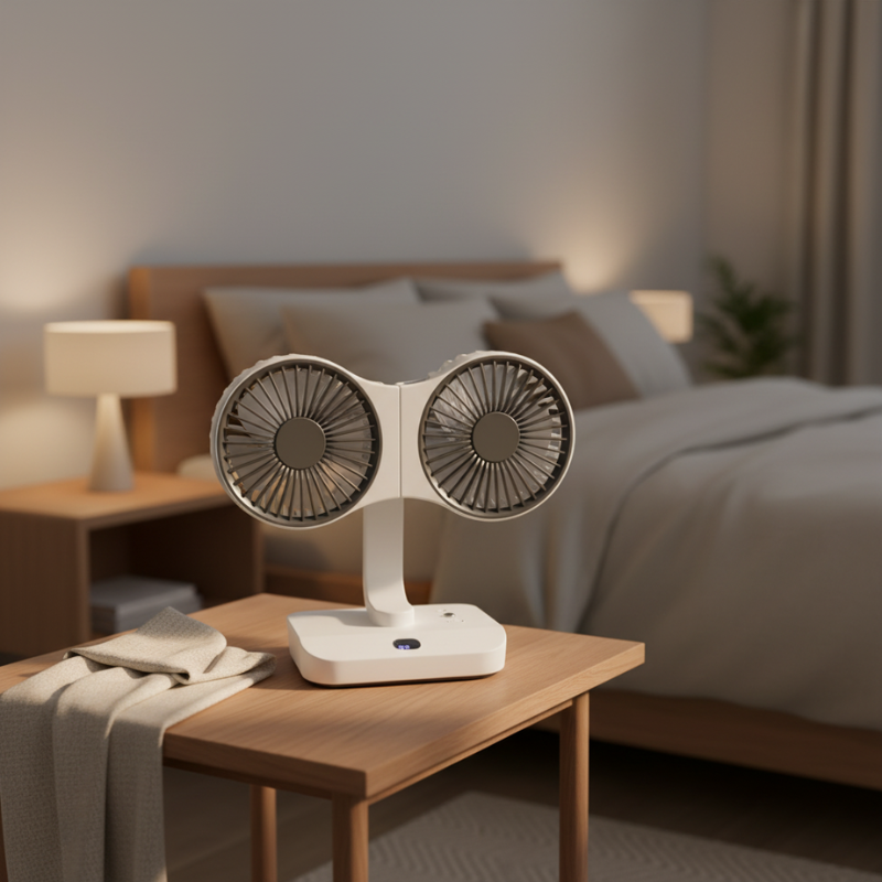 Ventilatore doppia testa ricaricabile e orientabile 