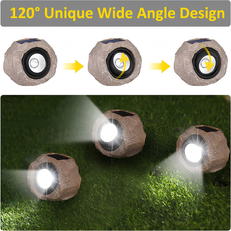 Lampe solaire extérieure – éclairage style pierre naturel