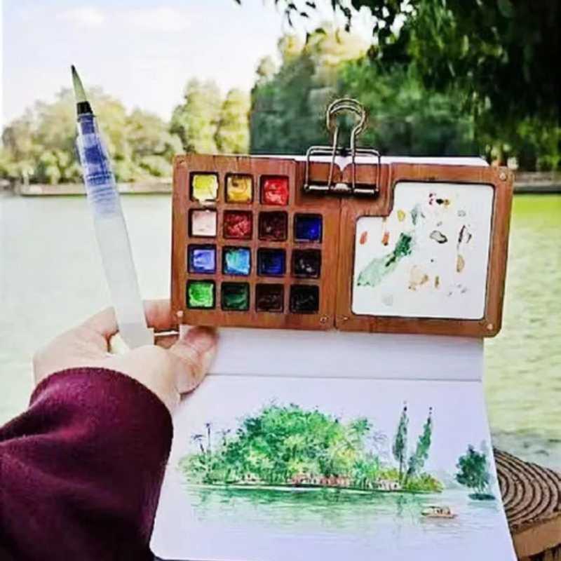 Pocket watercolor kit for painting anywhere 
