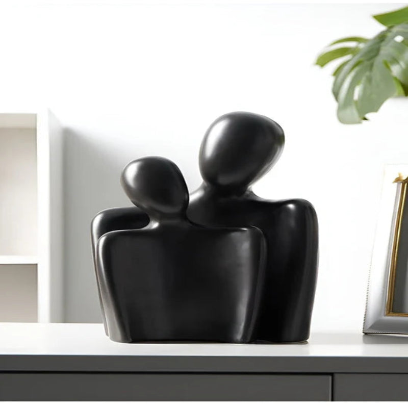 Modern sculpture symbolizing connection and tenderness 