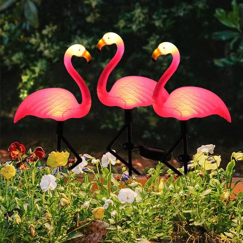 Flamingo Rosa lysende solenergi – Magisk hage om natten 