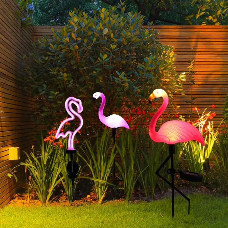 Flamingo Rosa lysende solenergi – Magisk hage om natten 