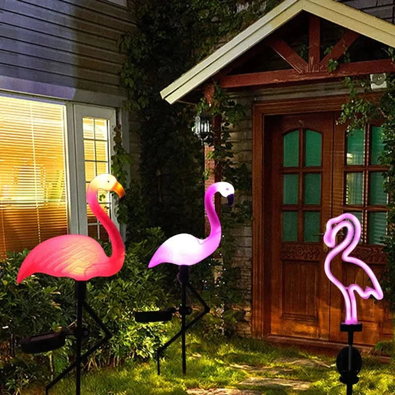 Flamingo Rosa lysende solenergi – Magisk hage om natten 