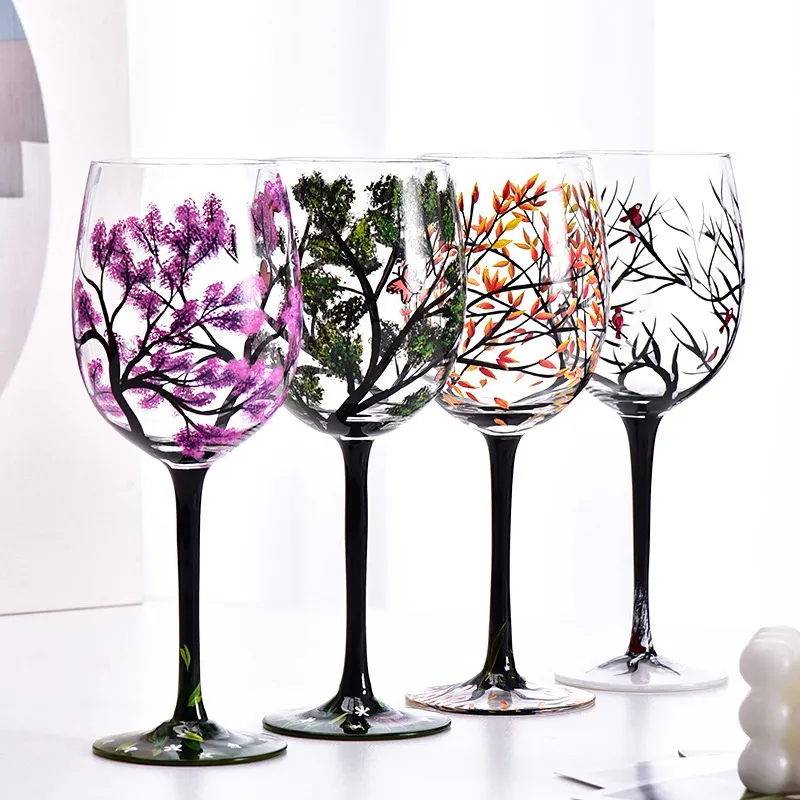 Håndmalte glass inspirert av de fire årstider 