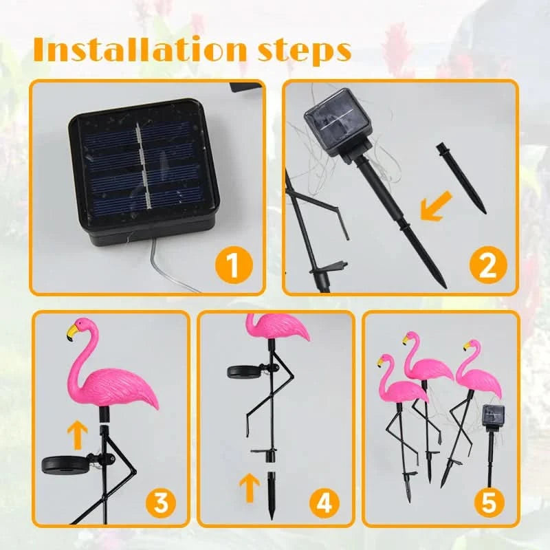 Flamingo Rosa lysende solenergi – Magisk hage om natten 