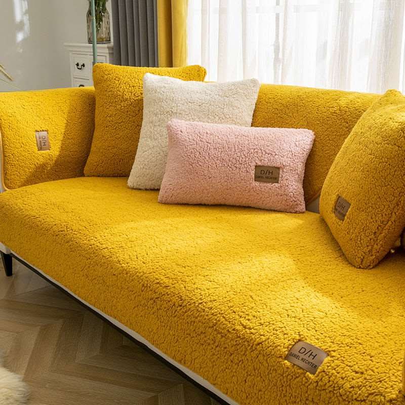 Ultra měkký obal na pohovku z jehněčího kašmíru – efekt plyše & protiskluzový 