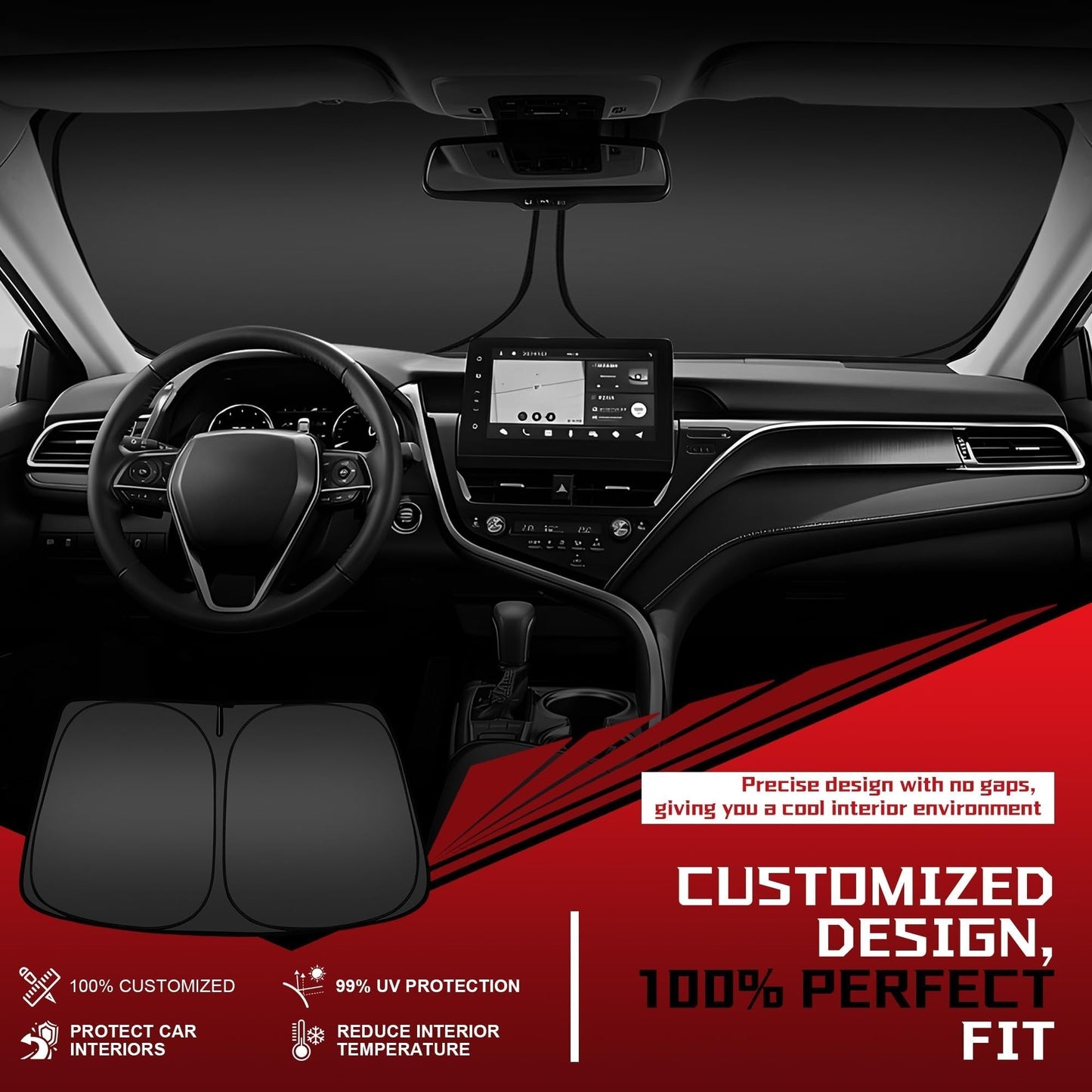 Skräddersydd og effektiv bilsolskjerm mot varme 