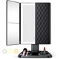 Foldable LED mirror with 3 panels for precise makeup 