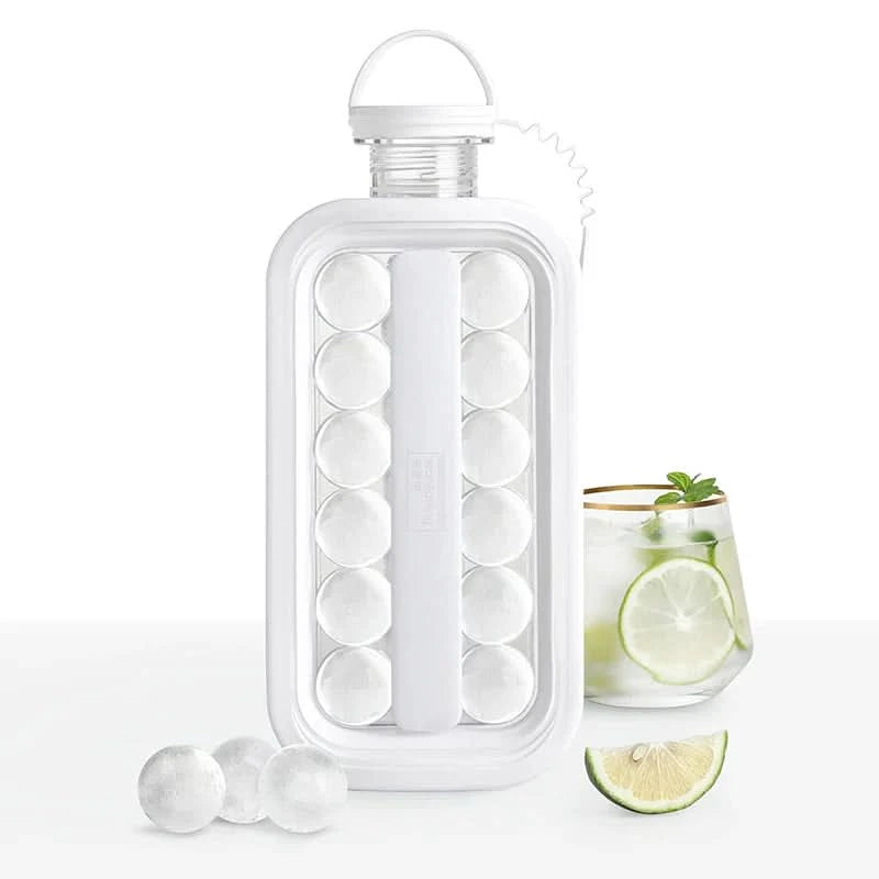 2-in-1 fles met geïntegreerde ijsblokjesvorm 