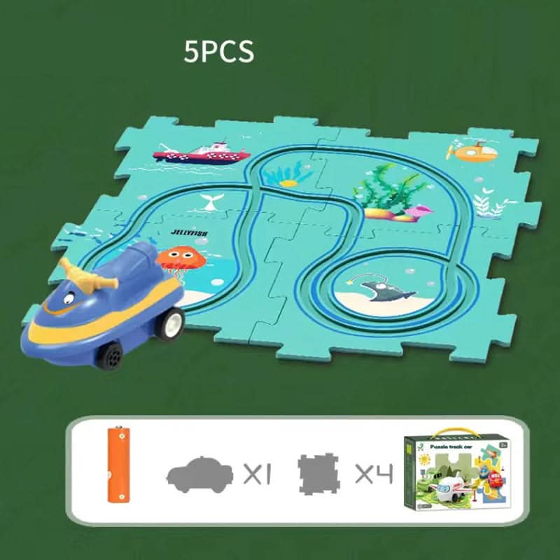 Circuit-puzzle educativo con vehículos eléctricos 