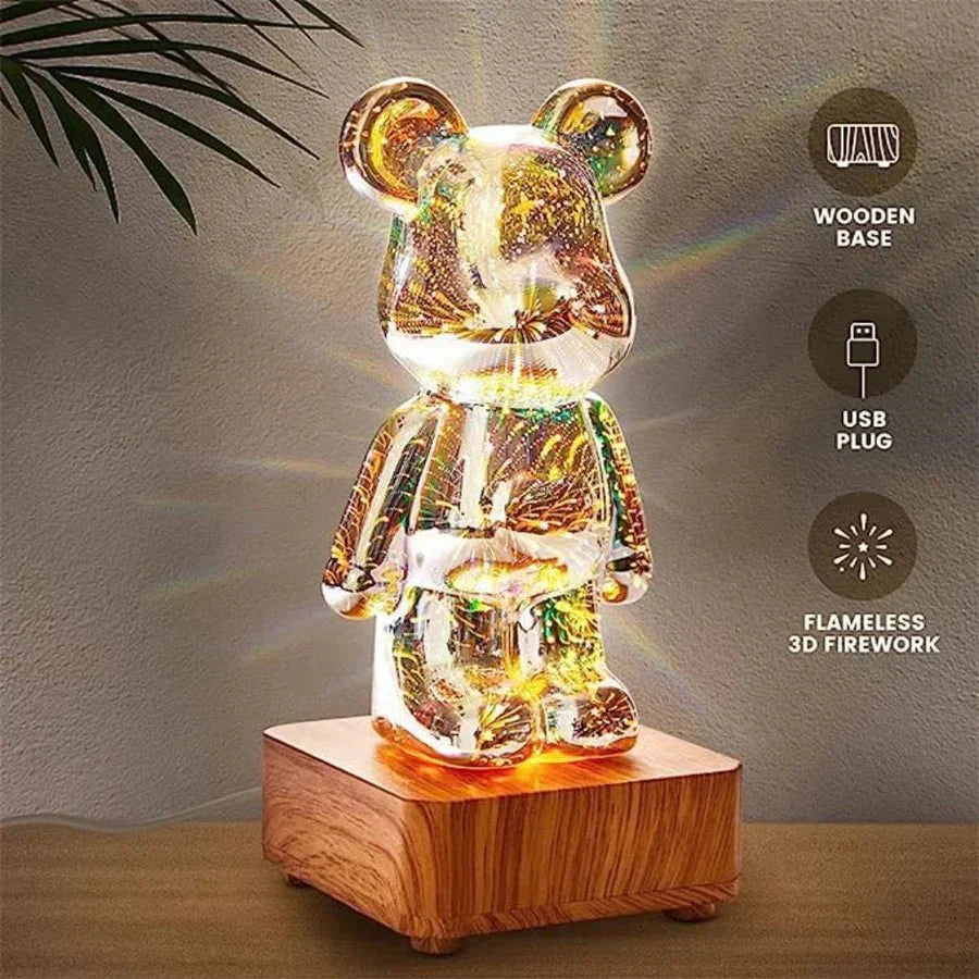 Lámpara decorativa de oso 3D con luz de hadas 